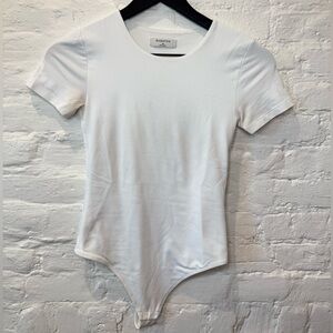 Aritzia White Short Sleeve Bodysuit
